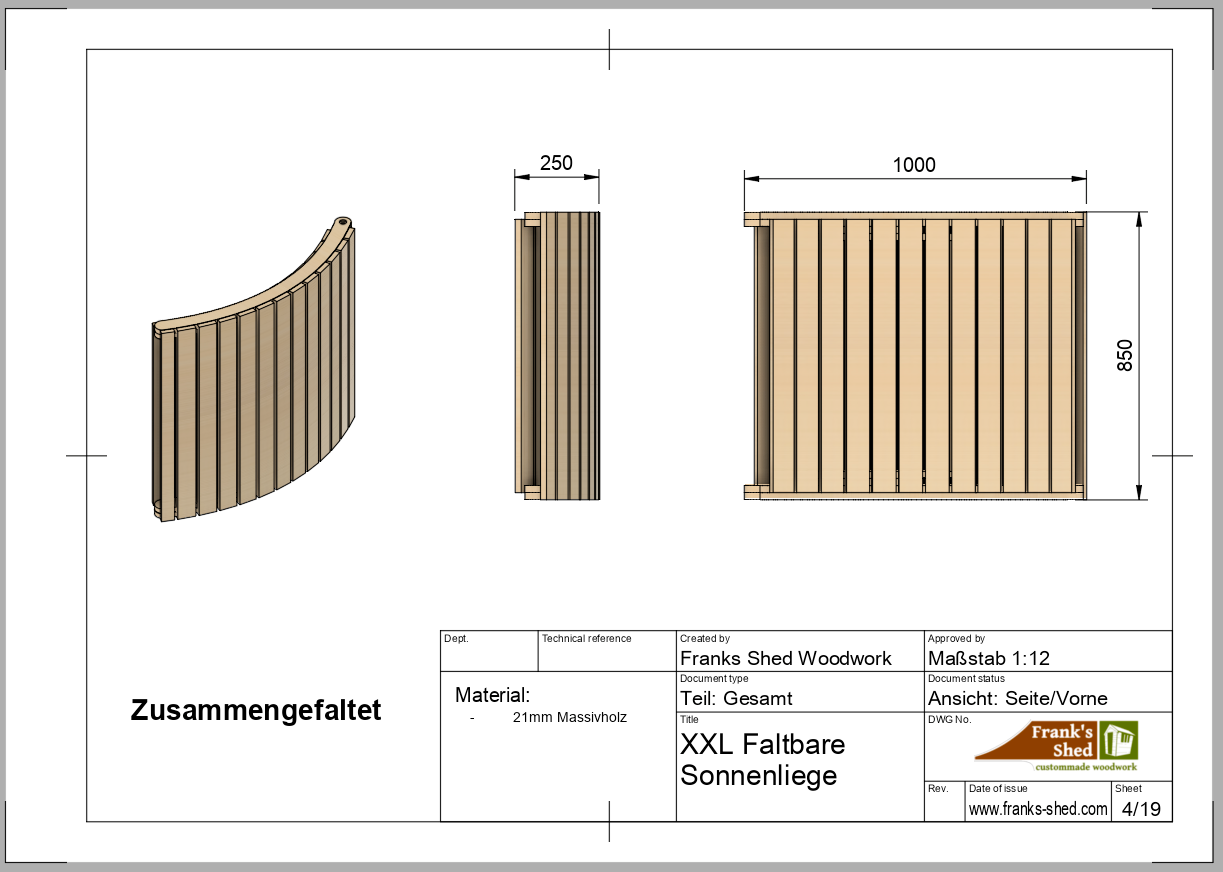 Faltbare XXL Sonnenliege (Bauplan)