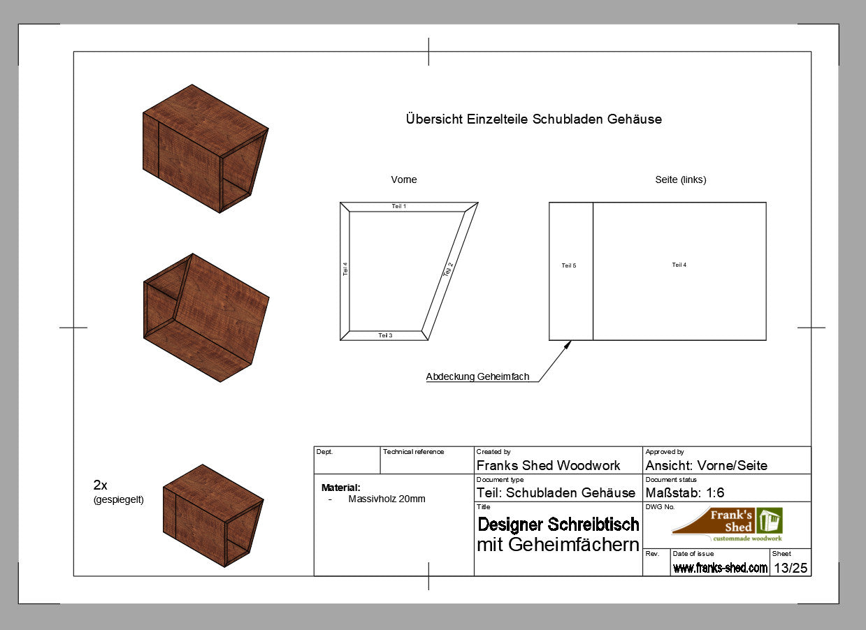 Designer Schreibtisch mit Geheimfächern