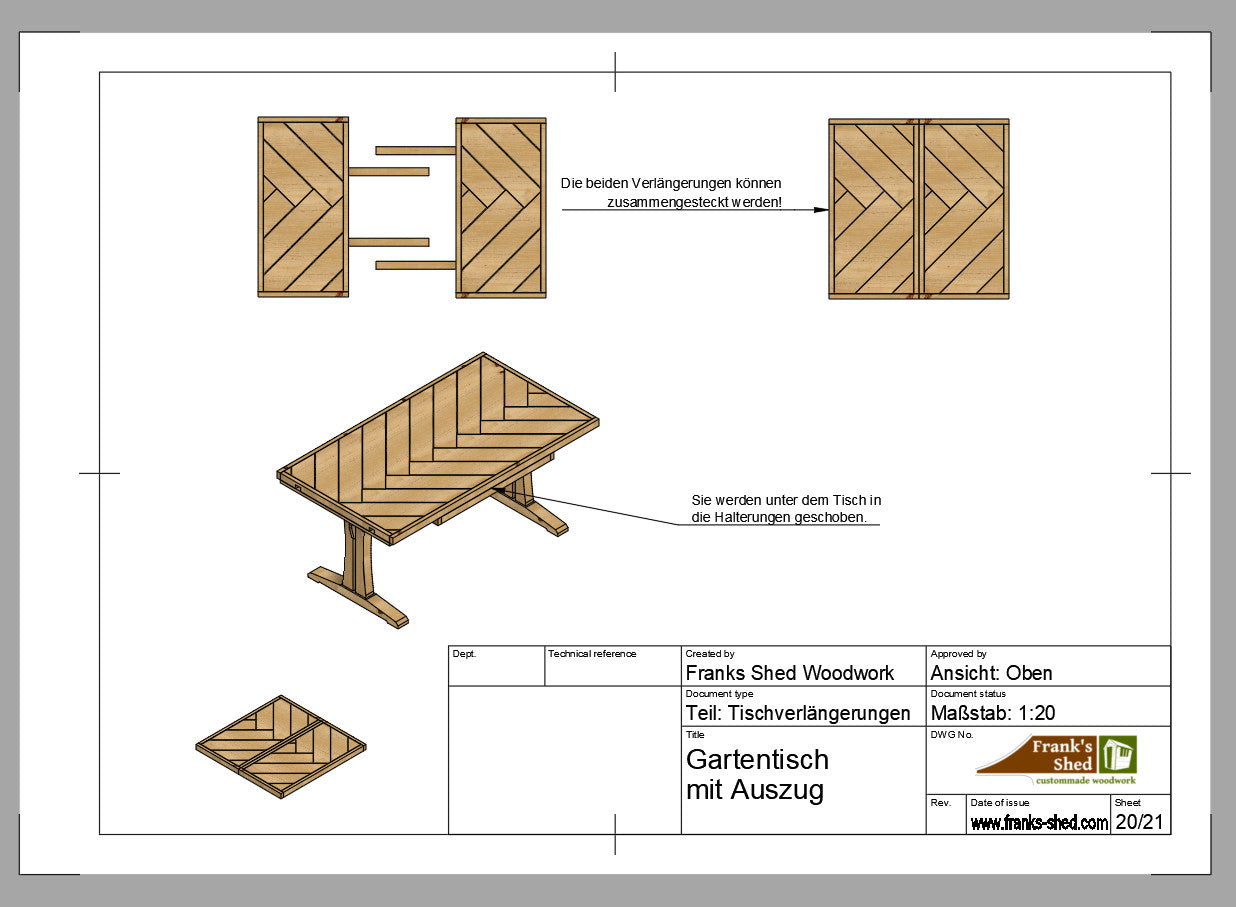 L-XXL Gartentisch mit Auszug (Bauplan)