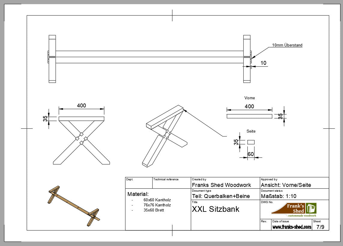 Designer Sitzbank aus Holz XXL