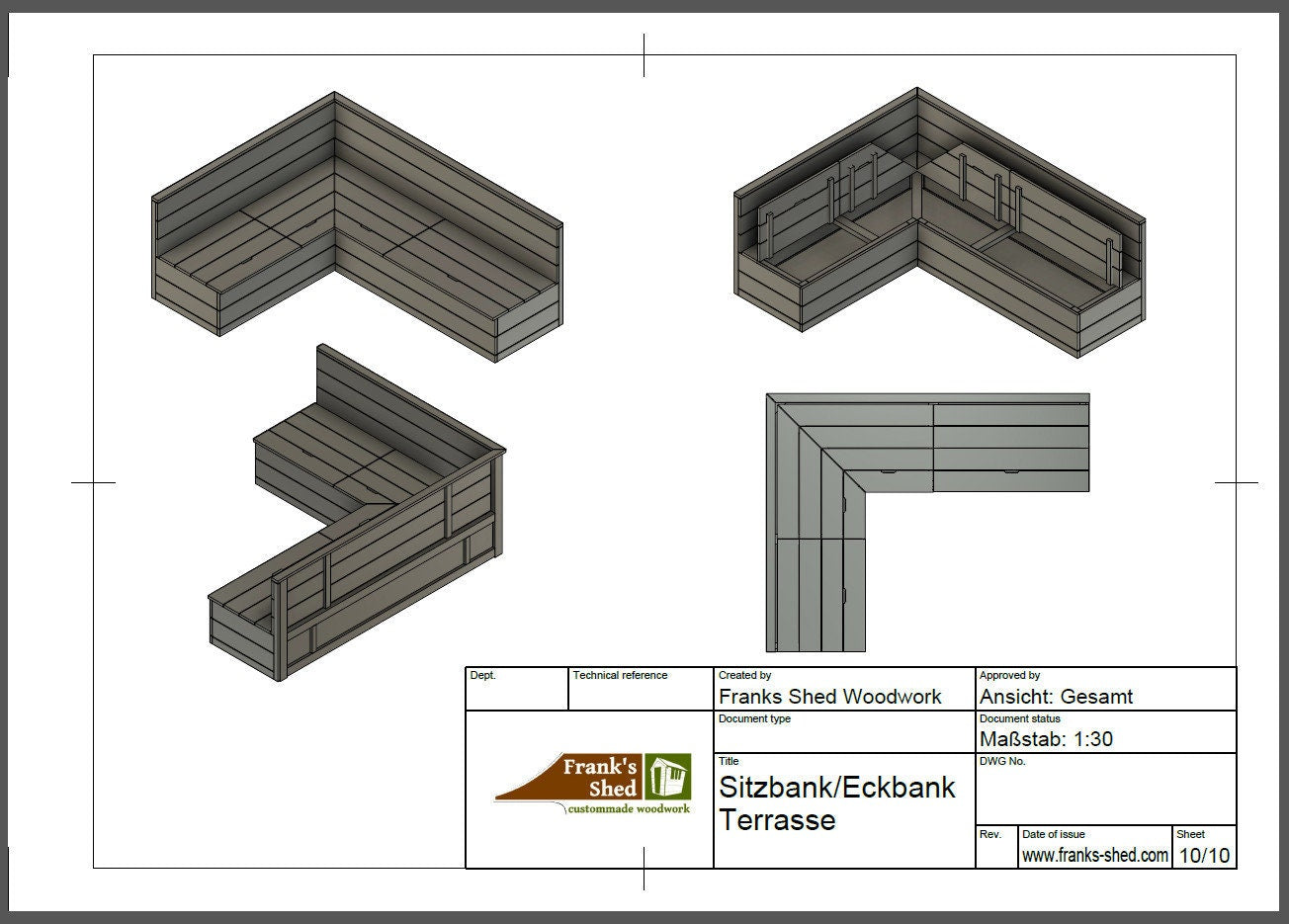 Sitzbank für Terrasse & Garten (Bauplan)