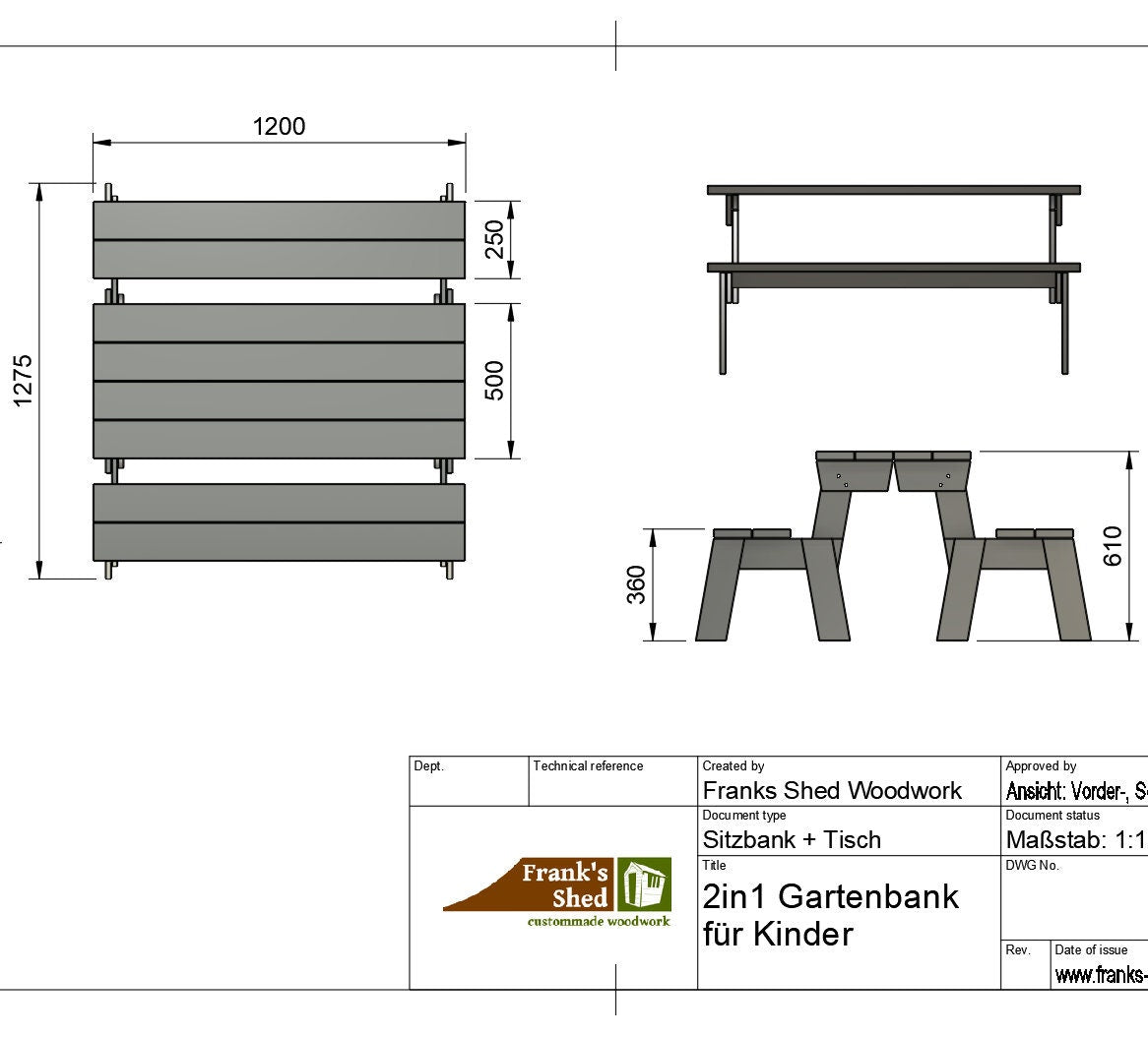 2in1 Sitzbank für Kinder (Bauplan)