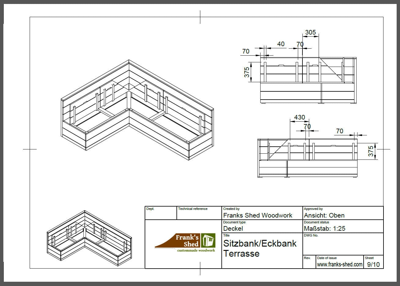 Sitzbank für Terrasse & Garten (Bauplan)