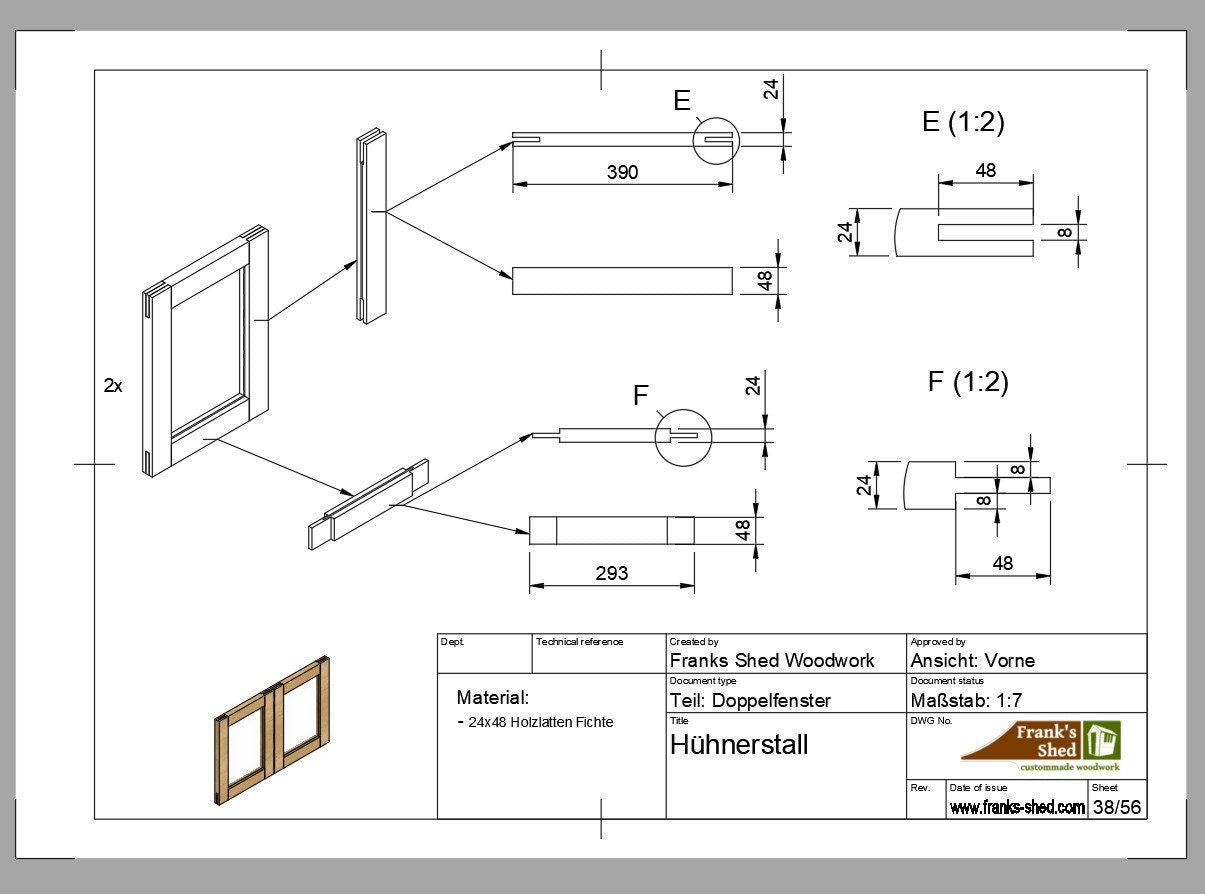 Hühnerstall für min. 6 Hühner (Bauplan)