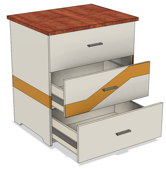 Kommode mit 3 Schubladen (Bauplan)