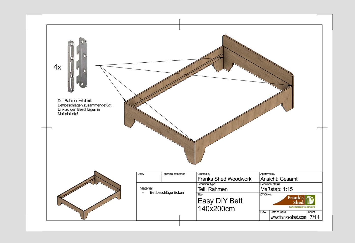 1-Werkzeug-Bett (Bauplan)