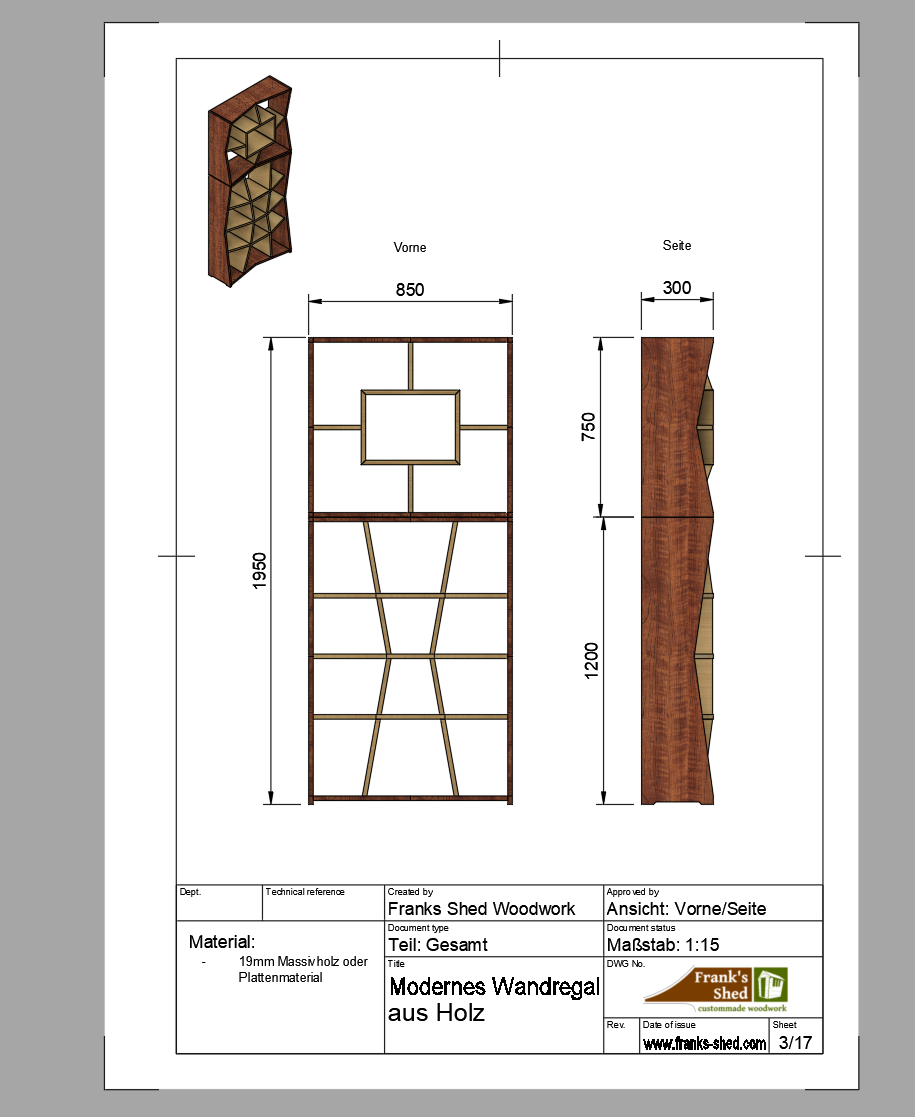 Modernes Wandregal aus Holz