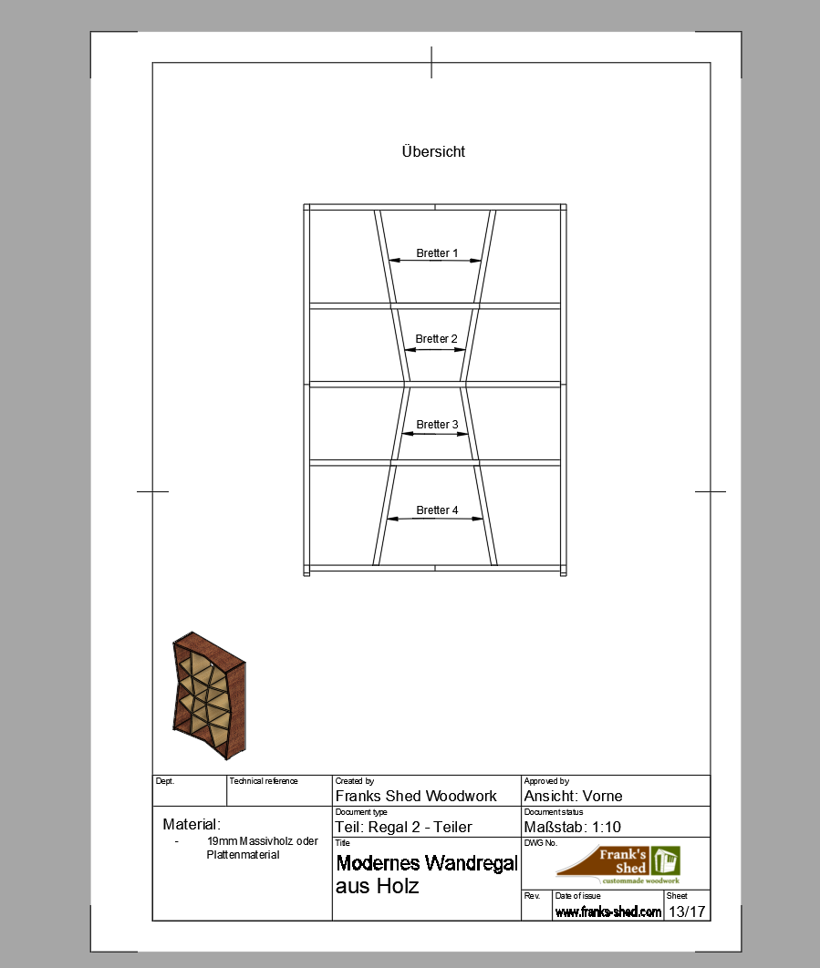 Modernes Wandregal aus Holz