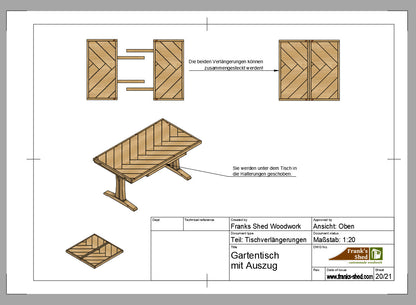 L-XXL Gartentisch mit Auszug (Bauplan)