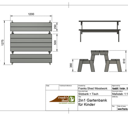 2in1 Sitzbank für Kinder (Bauplan)