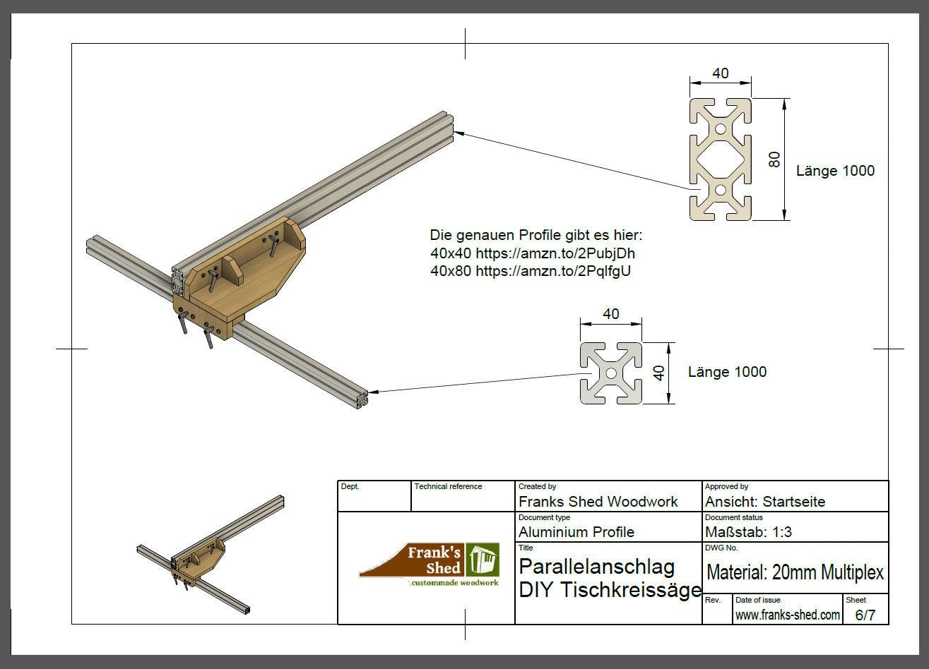 Parallelanschlag für DIY Tischkreissäge
