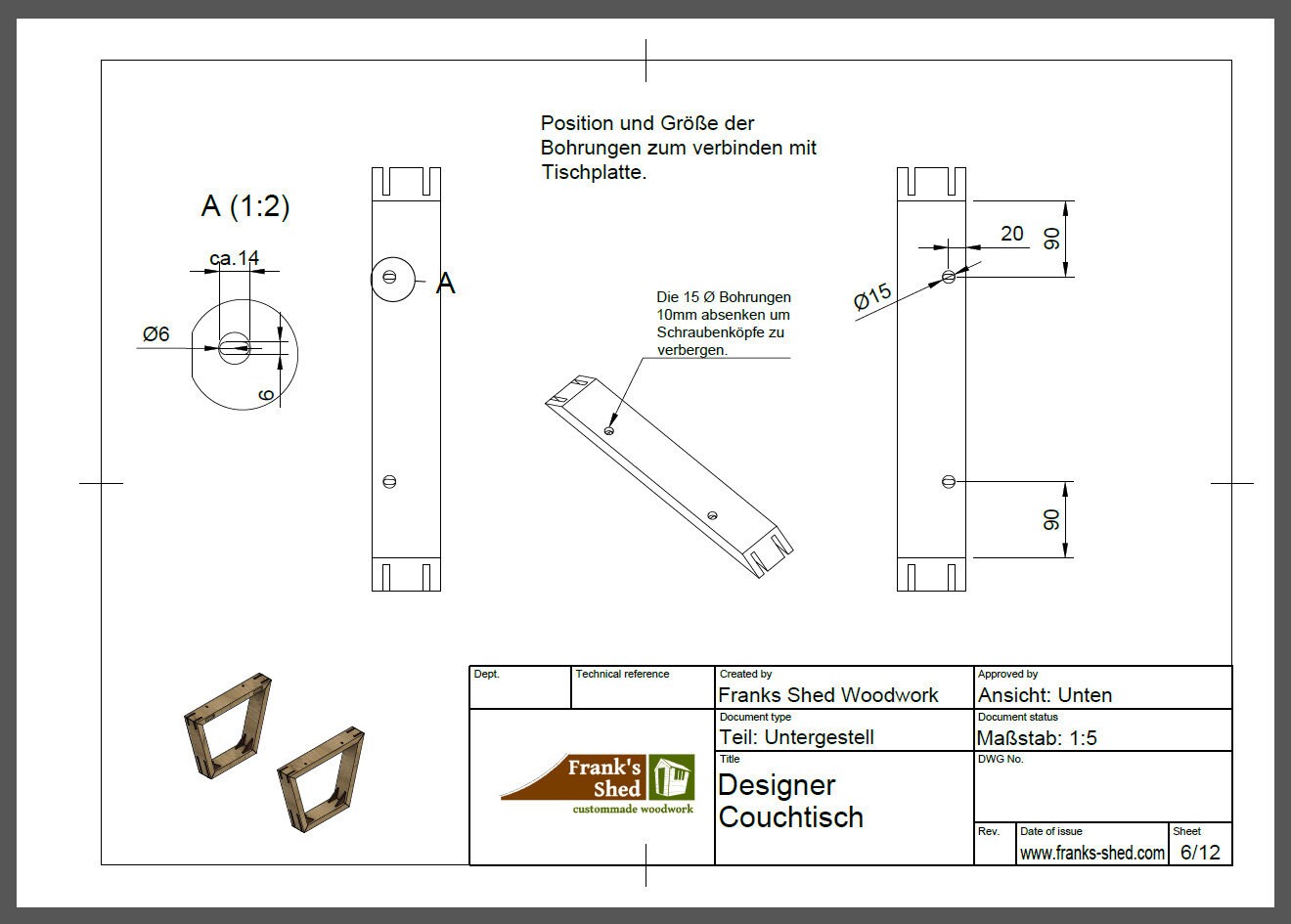 Designertisch aus Holz