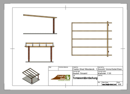 Terrassenüberdachung aus Holz (Bauplan)