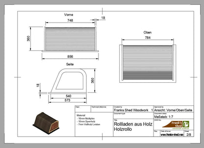 Holzrollo / Rollladenschrank