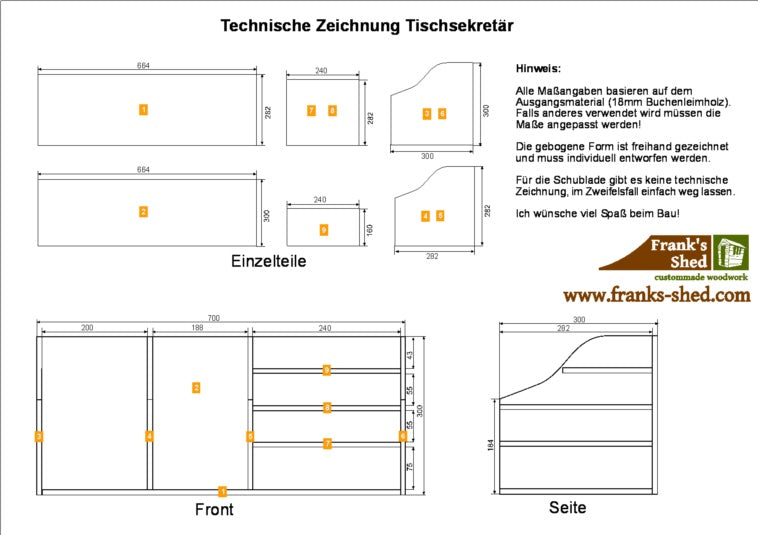 Tischsekretär für Arbeitsplatz